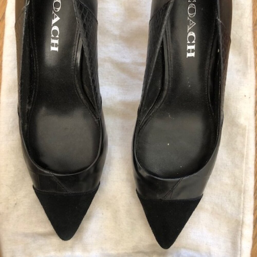 COACH LEATHER AND SUEDE POINTY PUMPS